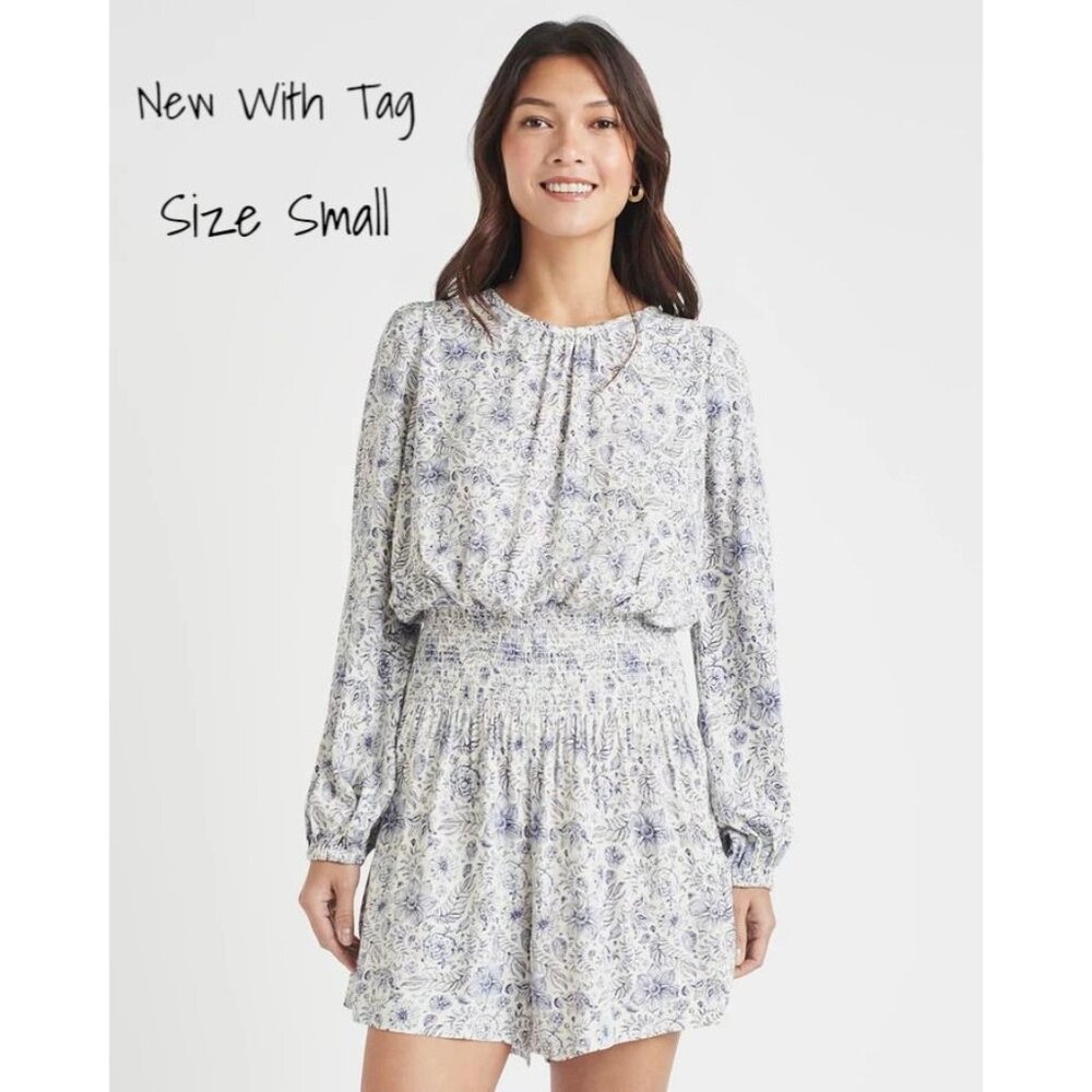 Splendid x Cella Jane Floral Printed Smock Waist Romper Small New With tag
